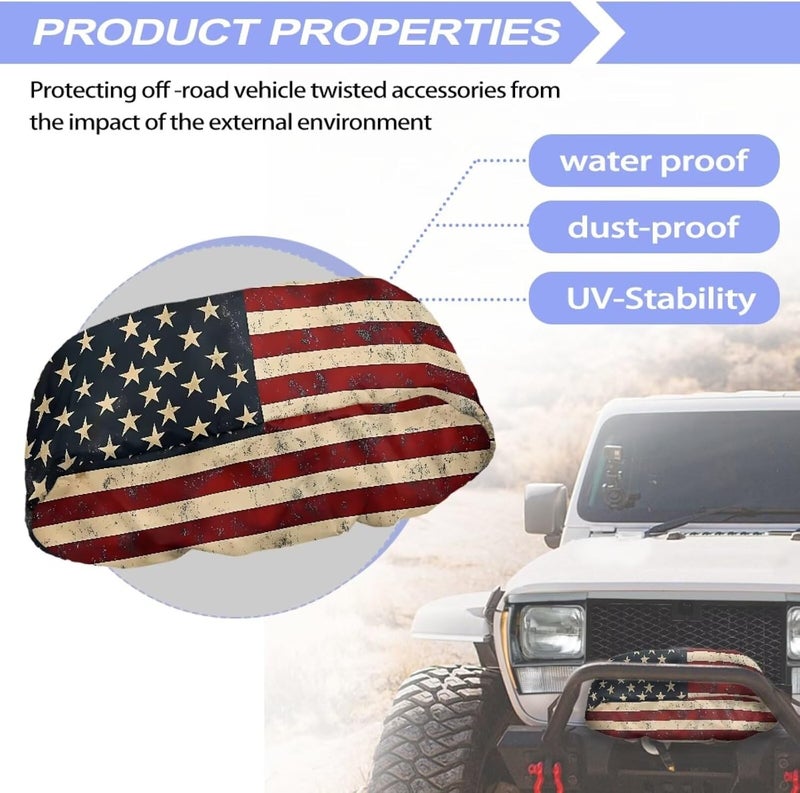 Mintulipy American Flag Universal Winch Cover - Dust Resistant Winches Cover 23x11 x 11 inch - Fits Most Electric Winches - Image 5